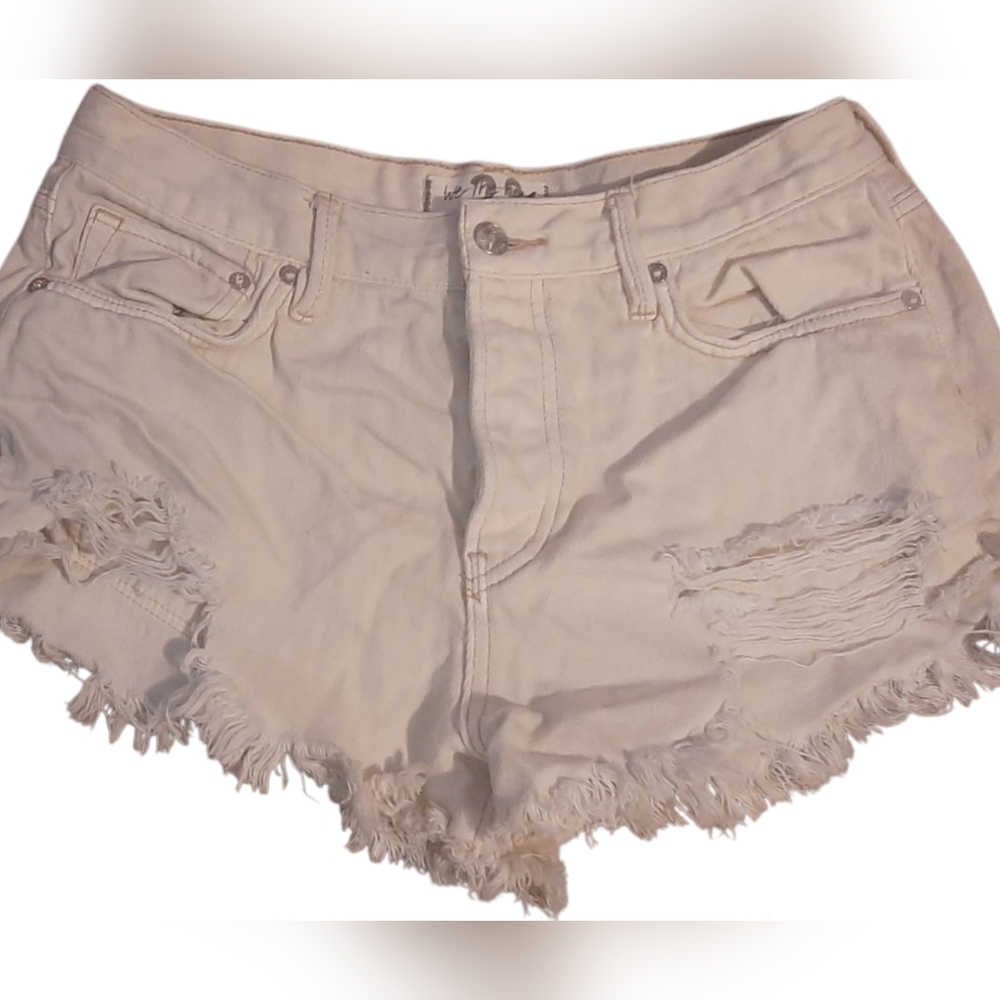 We The Free White Frayed Jean Shorts